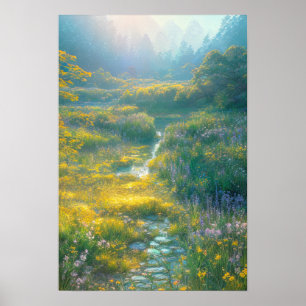 Poster Sol da manhã sobre um pântano verde
