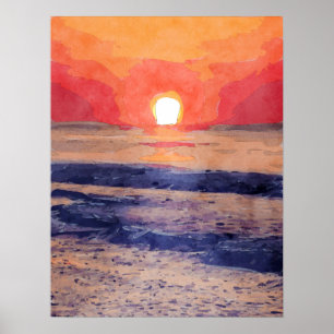 Póster Sol de Manhã sobre Oceano Atlântico
