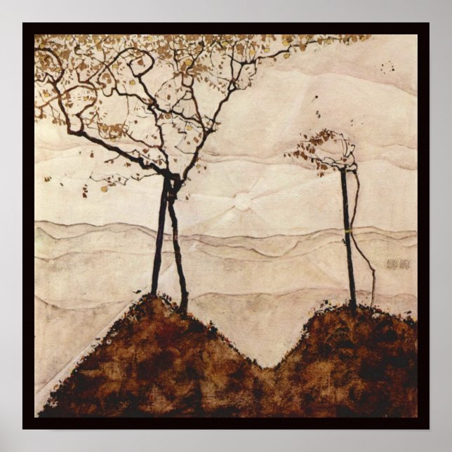 Poster Sol de Outono e Árvores por Egon Schiele, Arte Ant (Frente)