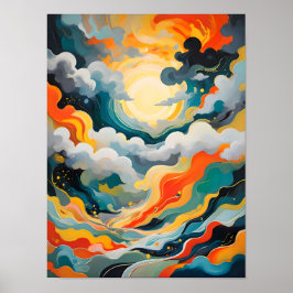 Poster Sol dourado Abstrato vibrante - Horizontes Radiant