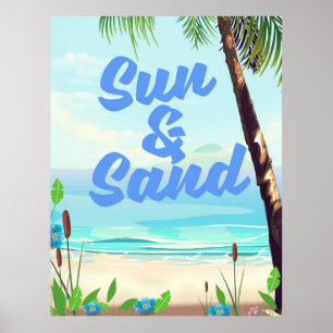Poster Sol e Areia cartaz de desenho animado de citação i