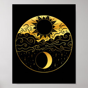 Poster Sol E Lua Yin Yang Estrela Meditação Celestial Ióq