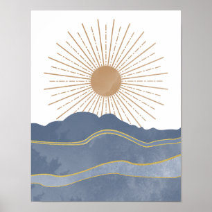 Poster Sol e Montanhas Azuis