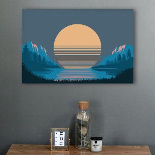 Poster Sol entre Montanhas e Lago