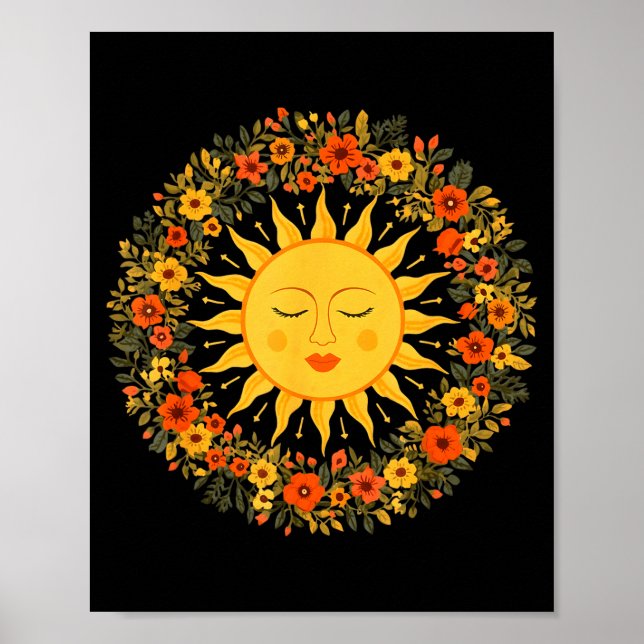 Poster Sol Espiritual Boho Fofo Boêmio Celestial Hippie  (Frente)