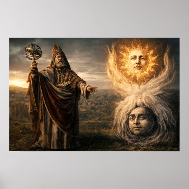 Poster Sol, Lua, Hermes Trismegistus Astrologia  (Frente)