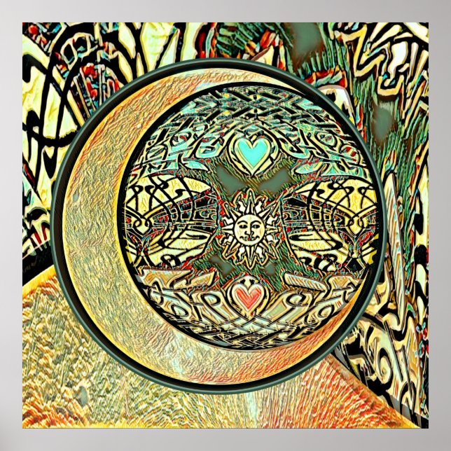 Poster Sol, Lua, Yin Yang, Árvore da Vida (Frente)