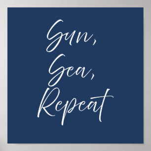 Poster Sol Mar Repetir Cartaz da Marinha Preppy Costeir