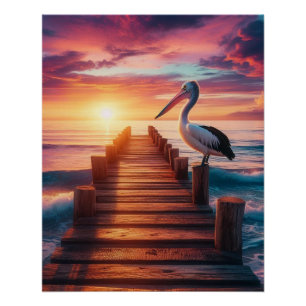 Póster Sol náutico/costeiro/pelicano de praia