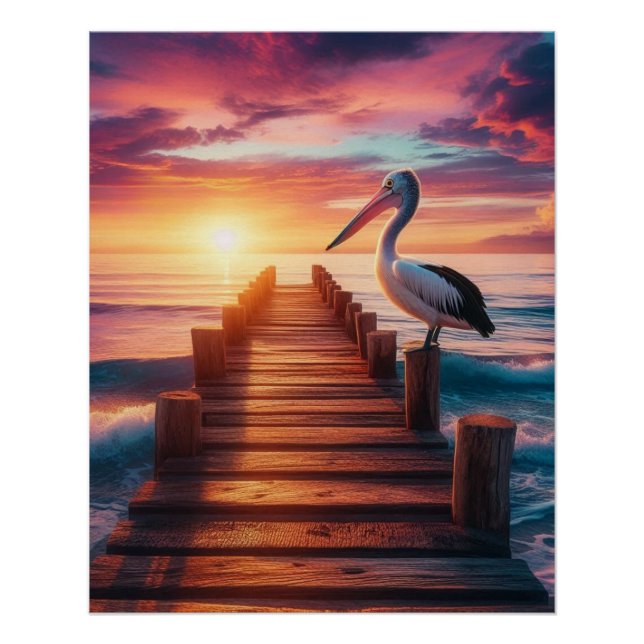 Póster Sol náutico/costeiro/pelicano de praia (Frente)