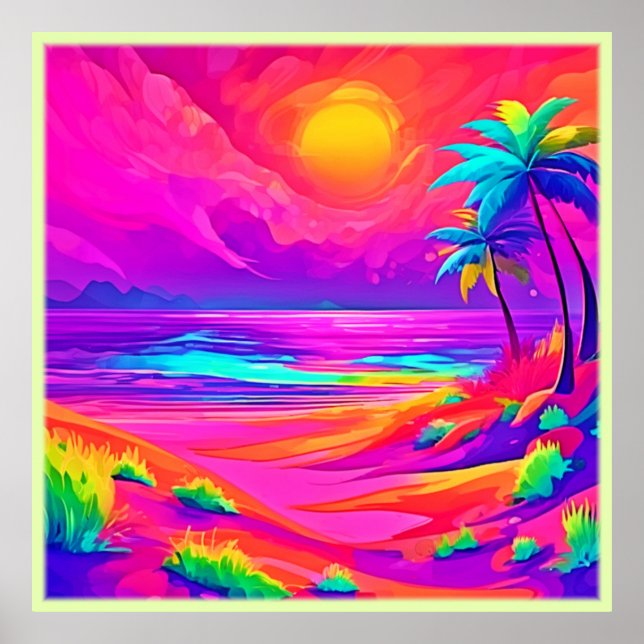 Poster Sol Neon e Prazer da Praia (Frente)