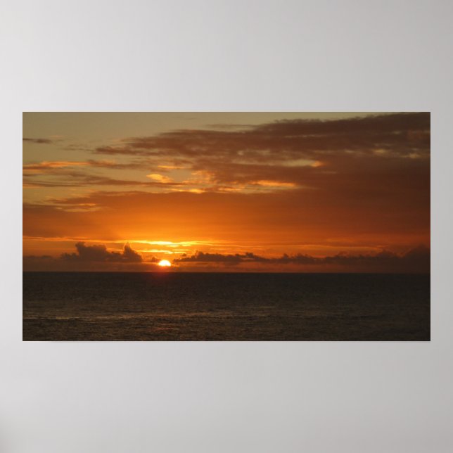 Póster Sol no Mar I, paisagem marinha tropical colorida (Frente)