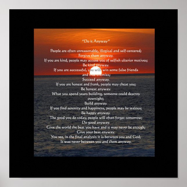 Póster Sol no Oceano Negro "Faça assim mesmo" (Frente)