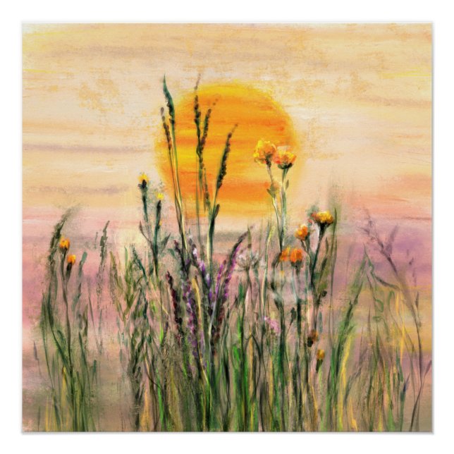 Póster Sol Pintado no Cartaz de Campo (Frente)