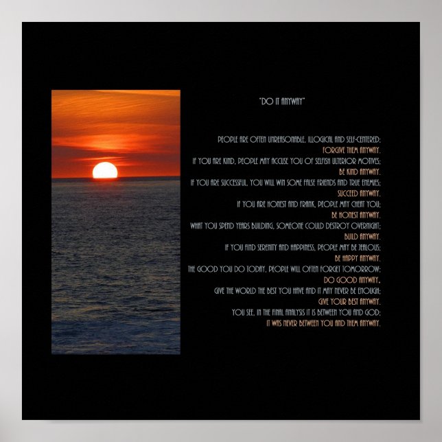 Póster Sol Poente "Faça Mesmo Assim" (Frente)