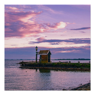 Póster Sol rosa sobre o lago