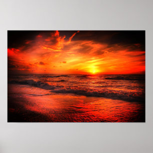 Poster Sol-set Beach Ocean Brilhante