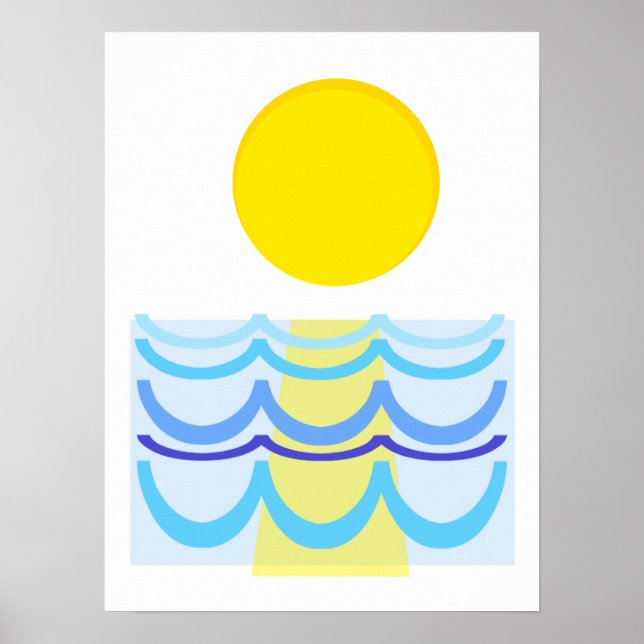 Poster Sol sobre a Abstrato de água (Frente)