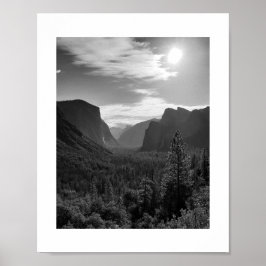 Poster Sol sobre o Vale Yosemite Black and White Photo
