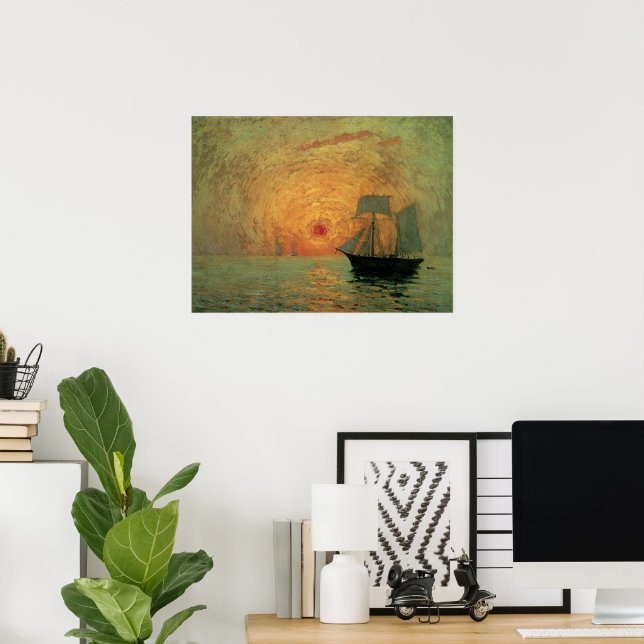 Póster Sol Vermelho por Maxime Maufra, Impressionismo Vin (Escritório em casa)
