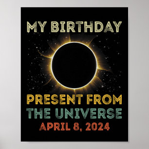 Poster Solar Eclipse 2024 Aniversário Presente 4.8.24 Tot