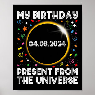 Poster Solar Eclipse 2024 Aniversário Presente 4.8.24 Tot