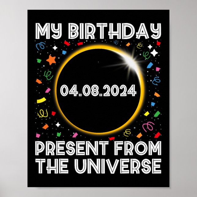 Poster Solar Eclipse 2024 Aniversário Presente 4.8.24 Tot (Frente)