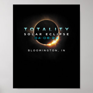 Poster Solar Eclipse 2024 Bloomington Na Totalidade 04-08