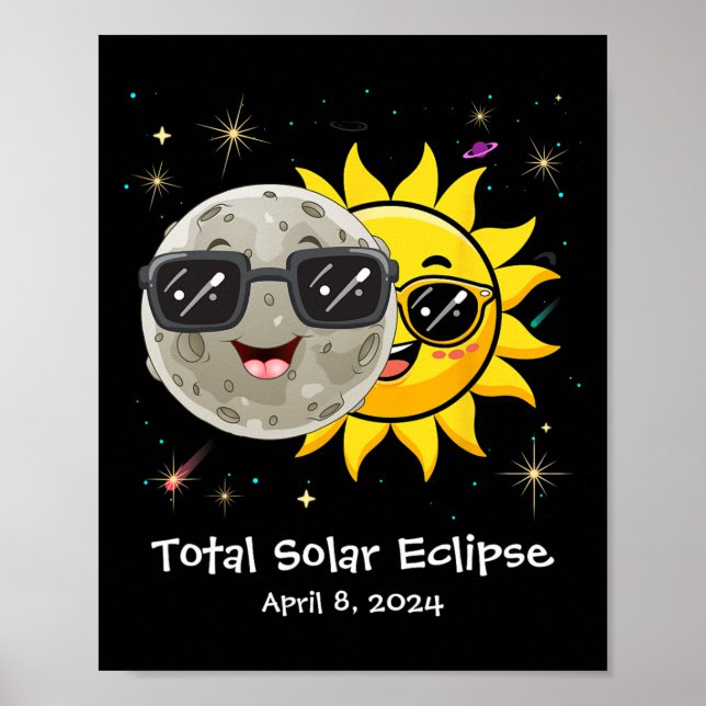 Poster Solar Eclipse 2024 Cute Solar Eclipse Kids Boys Gi (Frente)