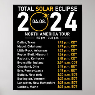 Poster Solar Eclipse 2024 Estado Turnê na América do Nort