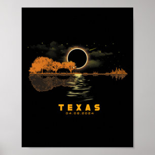 Poster Solar Eclipse 2024 Guitar 04.08.24 Totalidade Texa