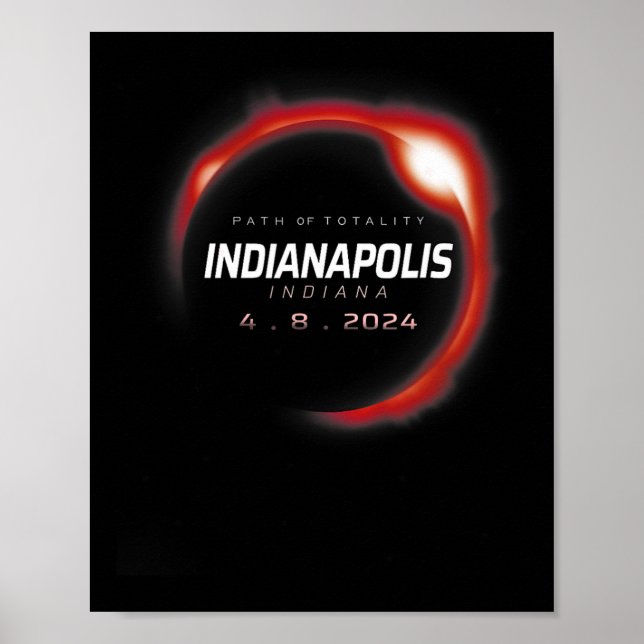 Poster Solar Eclipse 2024 Indianapolis Indiana abril 8 20 (Frente)