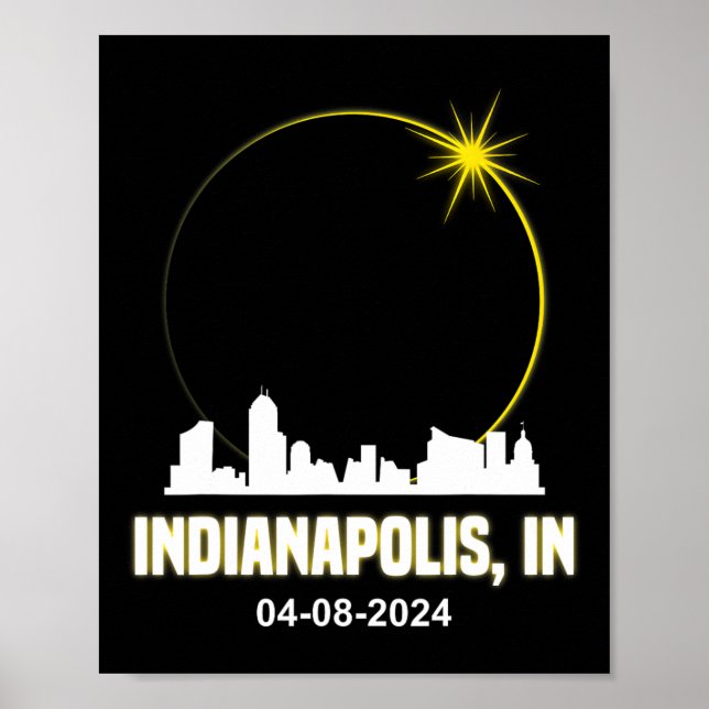 Poster Solar Eclipse 2024 Indianapolis Skyline Indiana Ec (Frente)