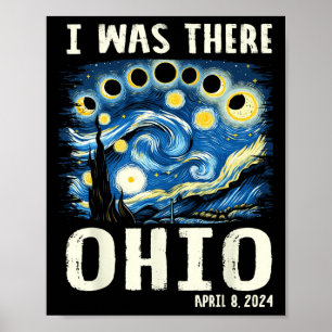 Poster Solar Eclipse 2024 Ohio - Pintura noturna estelar