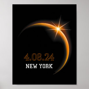 Poster Solar Eclipse 2024 Primavera de Totalidade de Nova
