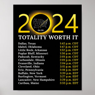 Poster Solar Eclipse 2024 Totalidade Engraçada Vale Total