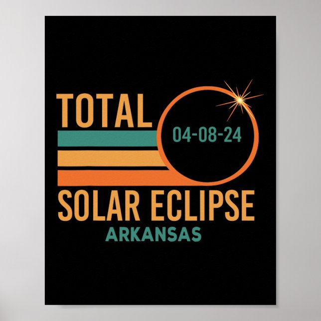 Poster Solar Eclipse Arkansas, 8 de abril de 2024 Totalid (Frente)