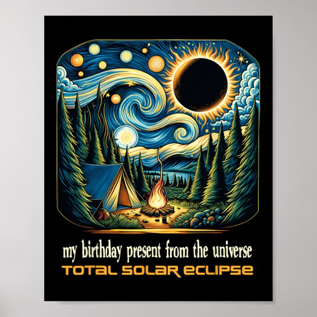 Poster Solar Eclipse Meu Aniversário Presente Dos Univers (Frente)