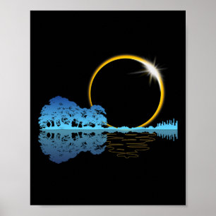 Poster Solar Eclipse Violão Natureza Lua Estilo Retroativ