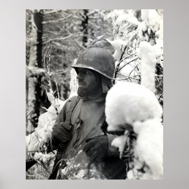 Póster Soldado Americano WII em Bastogne (Frente)