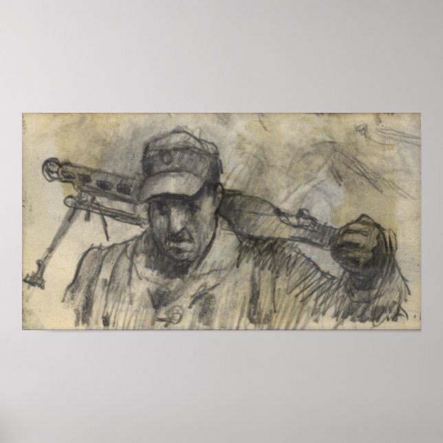 Poster Soldado caminhando com MG (Frente)