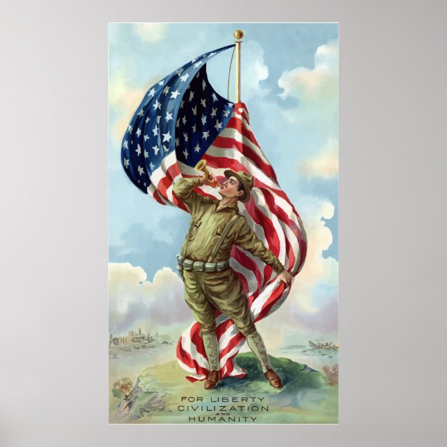 Poster Soldado da Primeira Guerra Mundial — Fronteira (Frente)