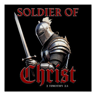 Póster Soldado do Cristo 2 Timothy 2:3 Bíblia cristã