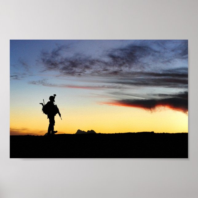 Poster Soldado do Exército Silhouette (Frente)