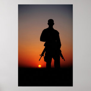 Poster Soldado no por do sol