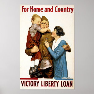 Poster Soldado Patriótico Vintage para Empréstimo da Libe