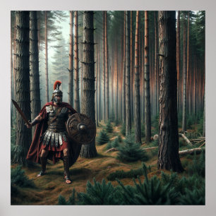 Poster Soldado romano em Verdant Forest