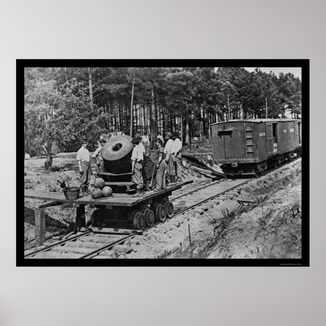 Póster Soldados com canhão num vagão ferroviário 1864 (Frente)