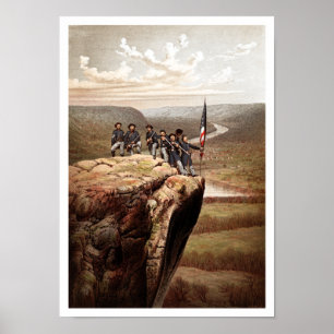 Póster Soldados da união na montanha da vigia -- Guerra