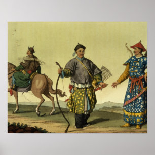 Póster Soldados das bandeiras do Mongolian oito do milita